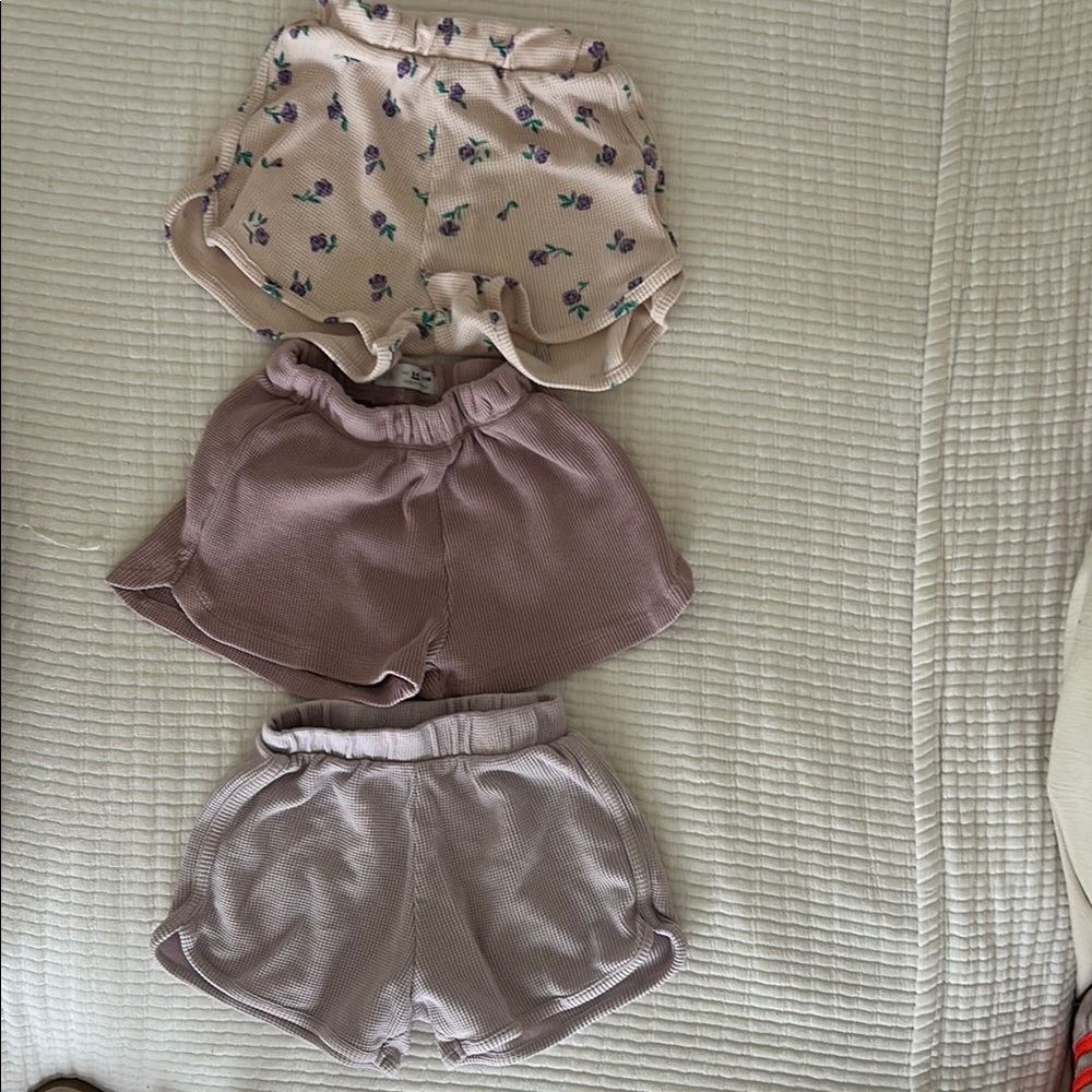 Kids Floral and Solid Shorts Set